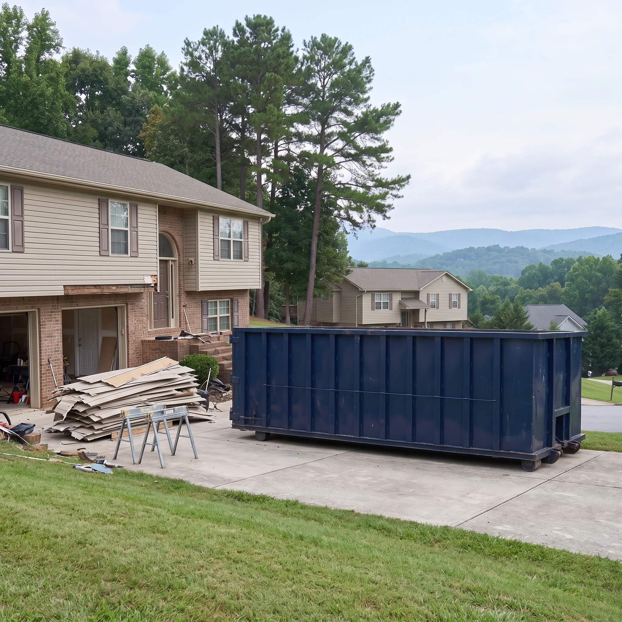 Dumpster on a Cabarrus County, NC job site